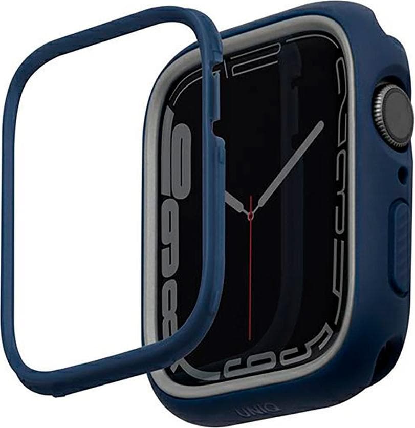 Силиконов (TPU) кейс с две сменяеми поликарбонатни части за Apple Watch 7 45мм, Apple Watch 8 45мм - Uniq Moduo Apple Watch Case (син)