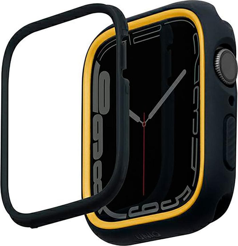 Силиконов (TPU) кейс с две сменяеми поликарбонатни части за Apple Watch 7 45мм, Apple Watch 8 45мм - Uniq Moduo Apple Watch Case (черен)