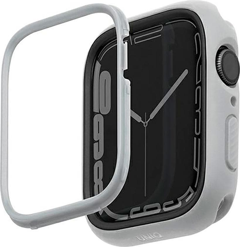 Силиконов (TPU) кейс с две сменяеми поликарбонатни части за Apple Watch 7 41мм, Apple Watch 8 41мм - Uniq Moduo Apple Watch Case (сив)