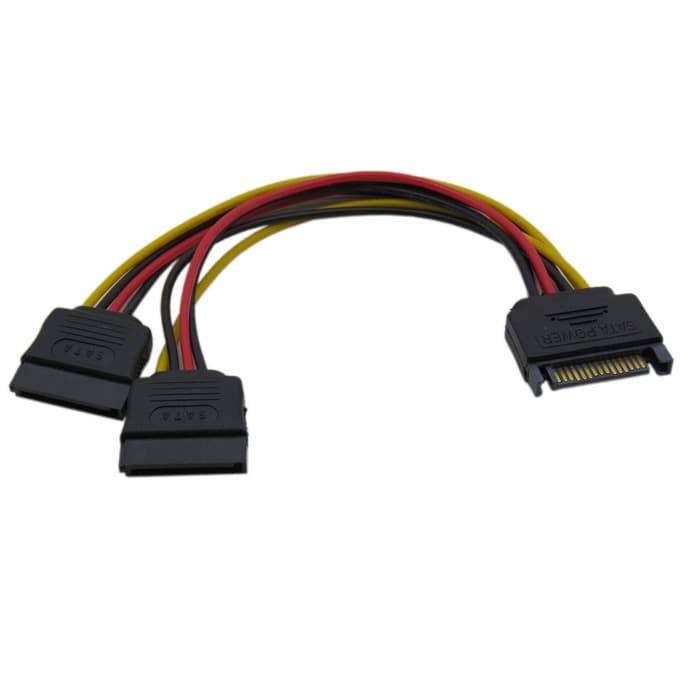 Захранващ кабел VCom CE360-0.15m, 1xSATA(м) към 2xSATA(ж)
