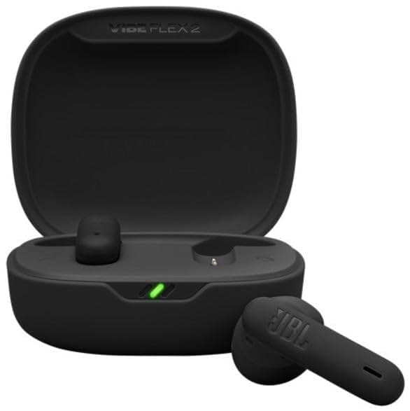 Слушалки JBL Vibe Flex 2, безжични, Bluetooth, микрофон, 12mm динамични говорители, IP54 защита, до 10 часа време на работа, черни