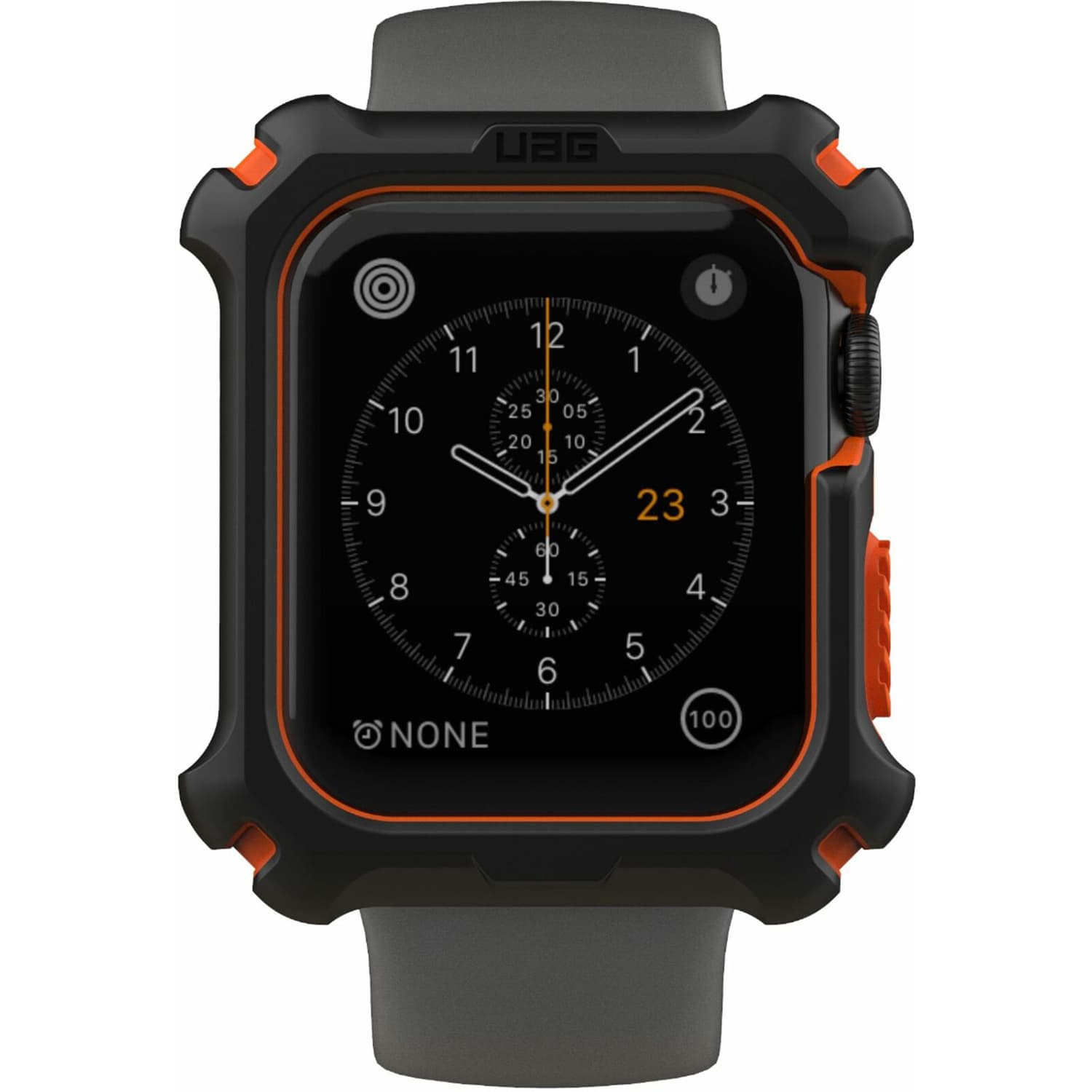 Удароустойчив хибриден кейс за Apple Watch 44мм - Urban Armor Gear Watch Case (черен-оранжев)