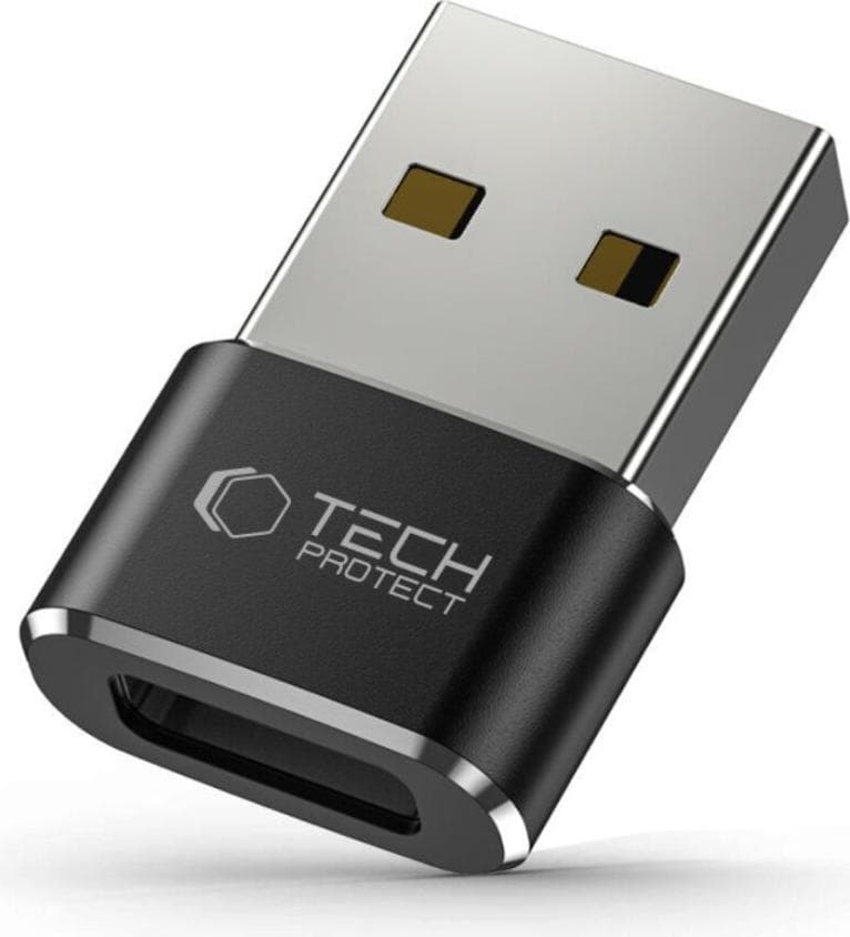 Адаптер от USB-A мъжко към USB-C женско за мобилни устройства с USB-C порт - Tech-Protect Ultraboost USB-A to USB-C Adapter (черен)