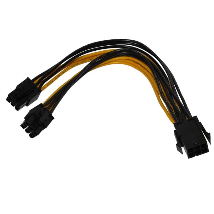Кабел Makki MAKKI-CABLE-PCIE6-TO-2x6, от PCIe 6pin(ж) към 2x PCIe 6pin(м), 24см, подходящ за добив на криптовалути