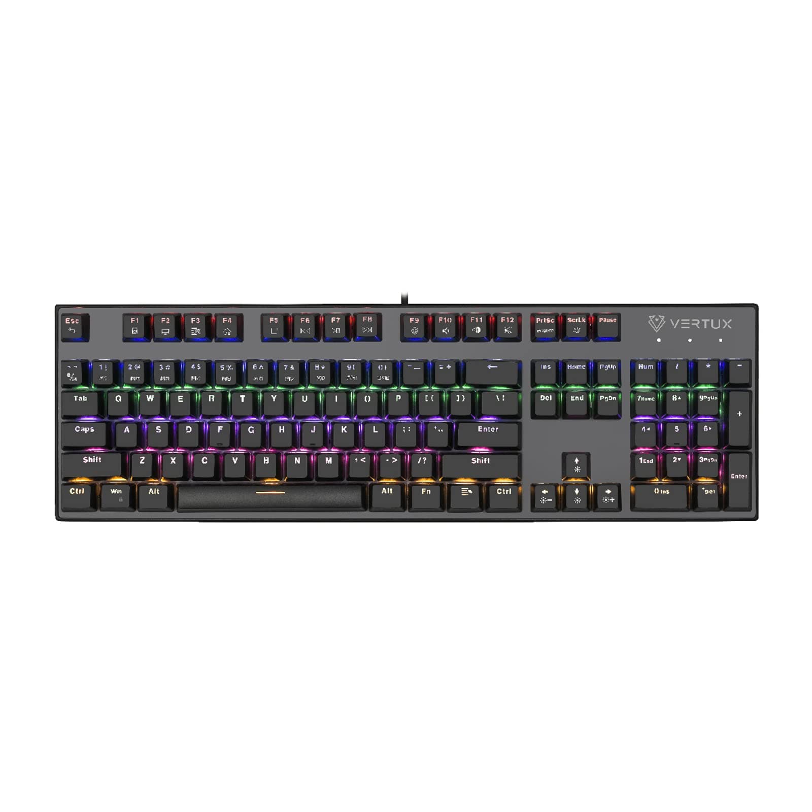 Механична геймърска клавиатура с LED подсветка (за PC) - Vertux Tactical Advance Performance Mechanical Keyboard (черен)