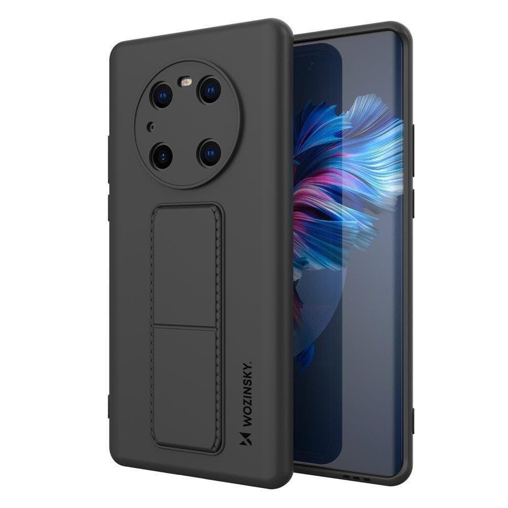 Силиконов (TPU) калъф с поставка за Huawei Mate 40 Pro - Wozinsky Flexible Silicone Kickstand Case (черен)