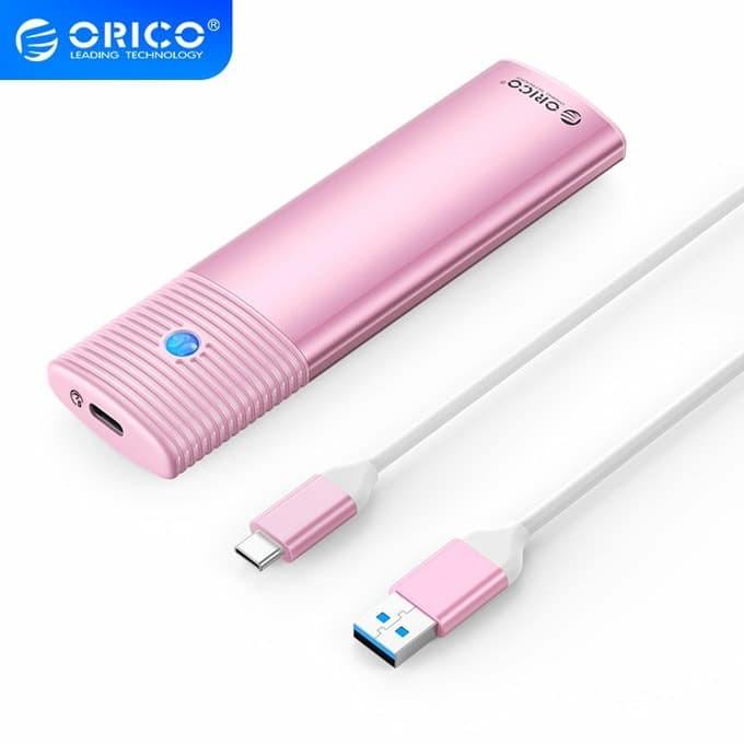Външна кутия с USB-C за M.2 NGFF SATA SSD дискове - Orico USB-C External M.2 NGFF SSD USB 3.2 Gen 1 Enclosure (розов)