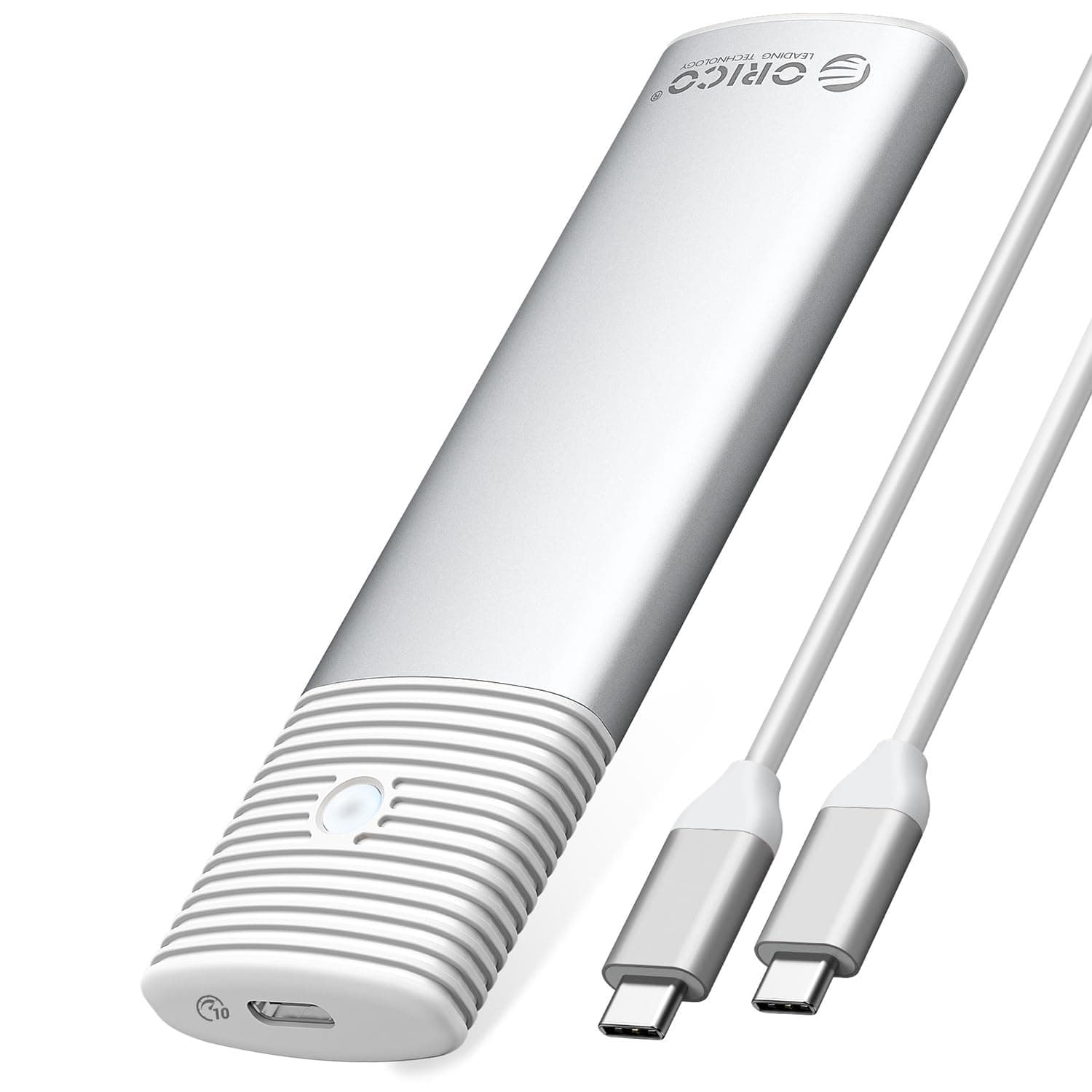 Външна кутия с USB-C за M.2 NVMe SATA SSD дискове - Orico USB-C External M.2 NVMe SSD USB 3.2 Gen 1 Enclosure (бял)
