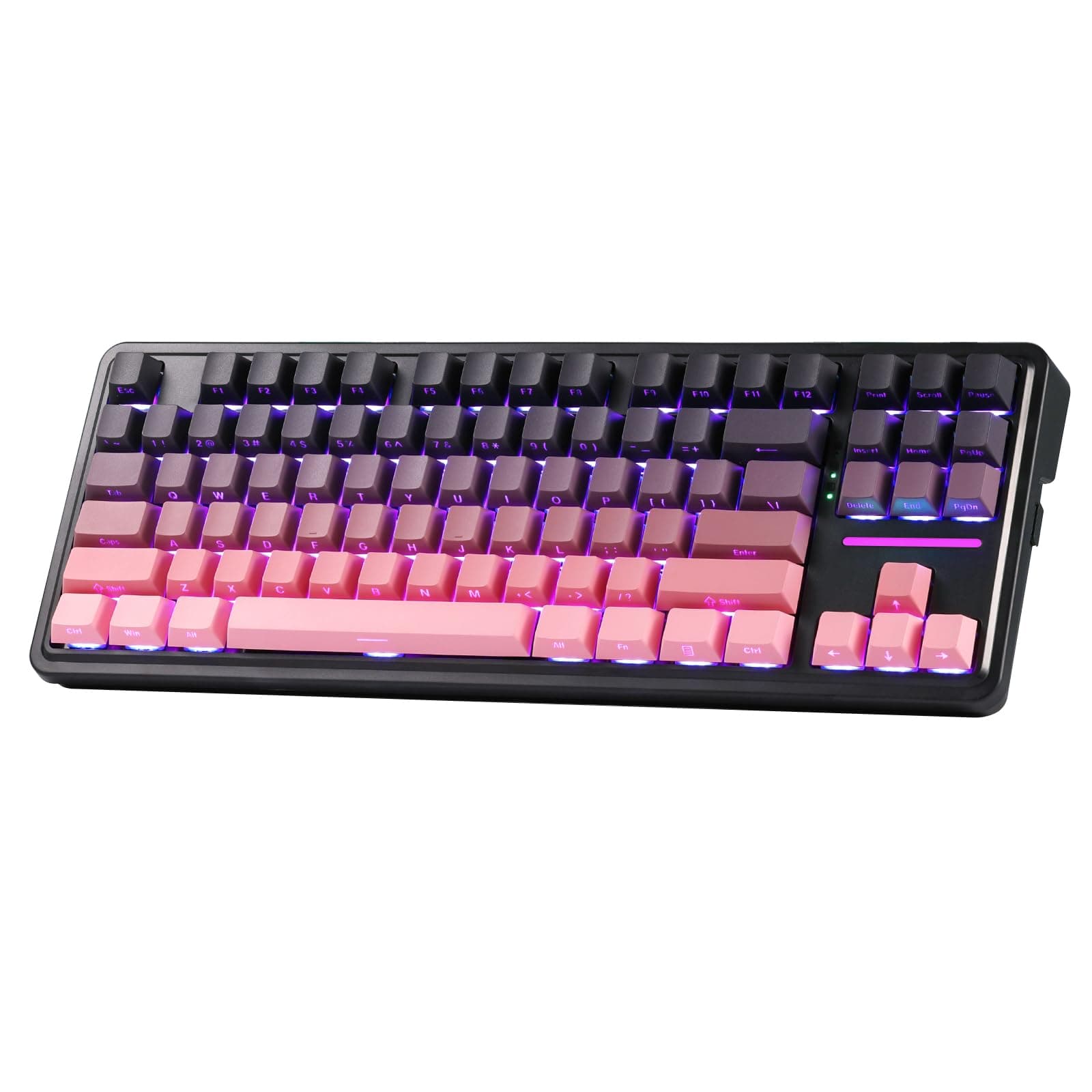 Клавиатура Redragon Antonium Pro Black, безжична/жична, механична, гейминг, Huano суичове, RGB подсветка, черно-розова, Bluetooth, USB, USB-C