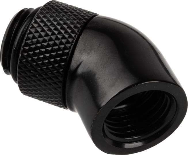 Ъглов адаптер Alphacool Eiszapfen, 45°, G1/4 външна към G1/4 вътрешна резба, Черен мат