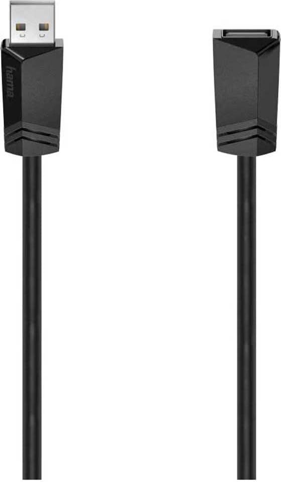 Удължителен кабел HAMA, USB-A женско - USB-A мъжко, 1.5 м, 480 Mbit/s, Черен, 0.75м