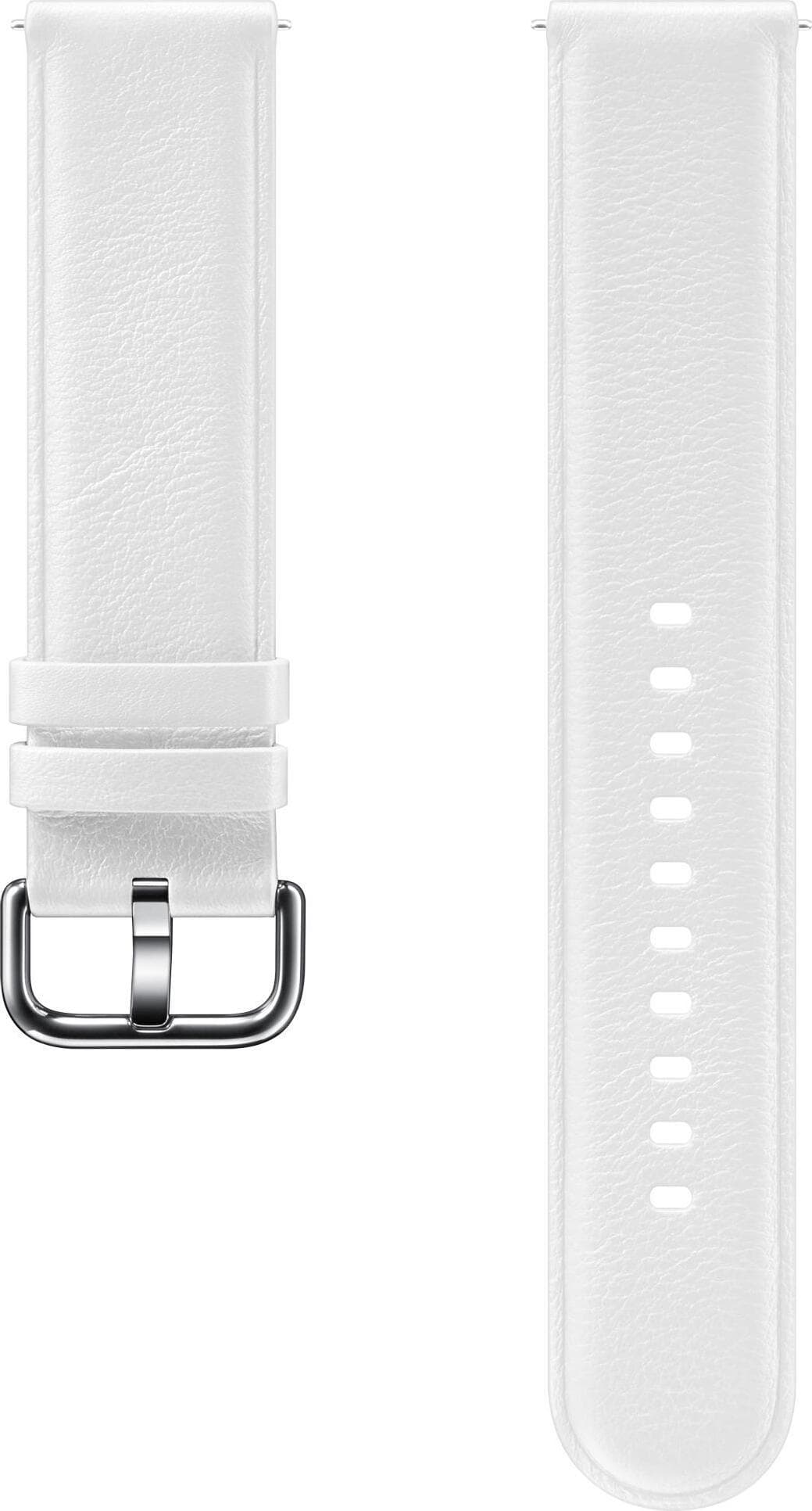 Оригинална кожена каишка за Samsung Galaxy Watch, Huawei Watch, Xiaomi, Garmin и други часовници с 20мм захват - Samsung Leather Band 20mm (ET-SLR82MWE) (бял)