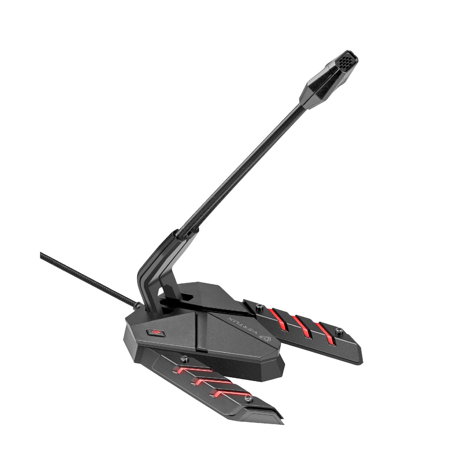 Геймърски настолен USB микрофон с LED подсветка за стрийминг - Vertux Streamer-3 High Intensity Anti-Vibration Gaming Microphone (черен)
