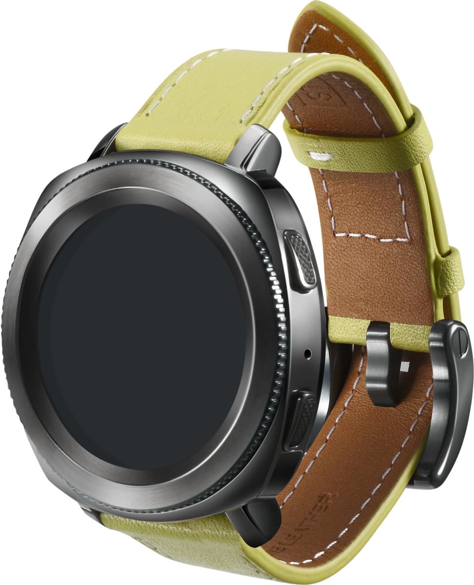 Оригинална кожена (естествена кожа) каишка за Samsung Galaxy Watch, Huawei Watch, Xiaomi, Garmin и други часовници с 20мм захват - Samsung Classic Leather Strap 20mm (GP-R600BREEBAE) (зелен)