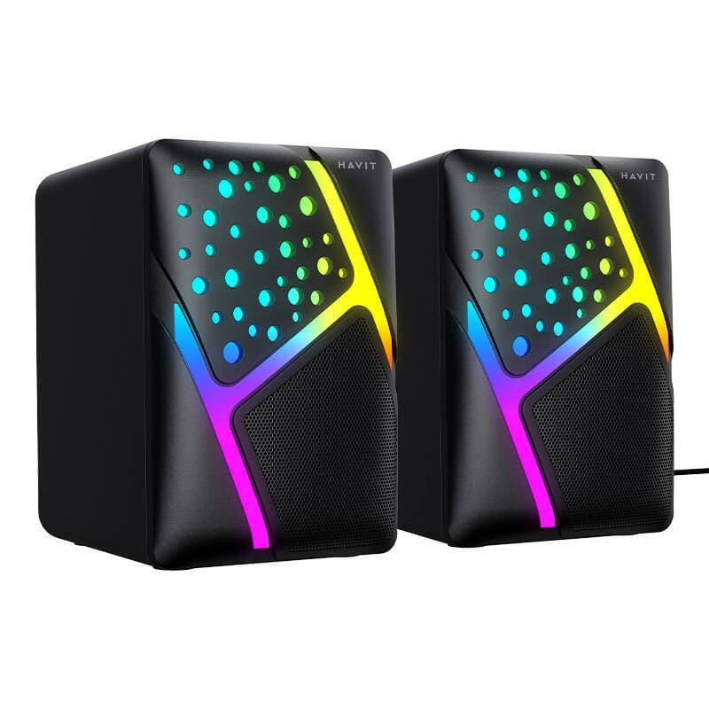 Тонколони за компютър с RGB подсветка - Havit SK763 USB 2.0 RGB Computer Speakers (черен)