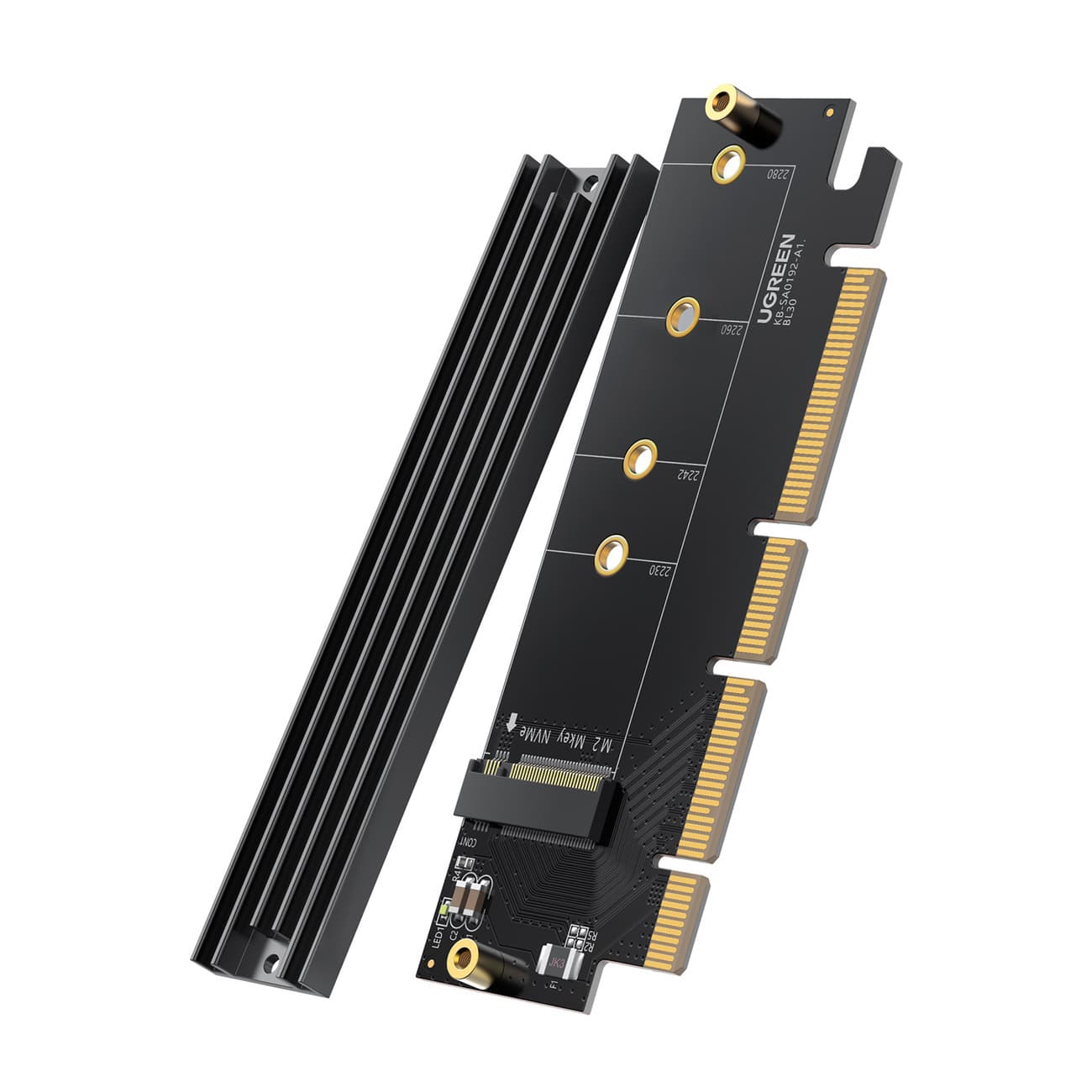 Преходник за M.2 NVMe SATA памети - Ugreen Expansion Card Disk Adapter M.2 NVMe SATA M key PCIe 4.0 x16 64Gbps