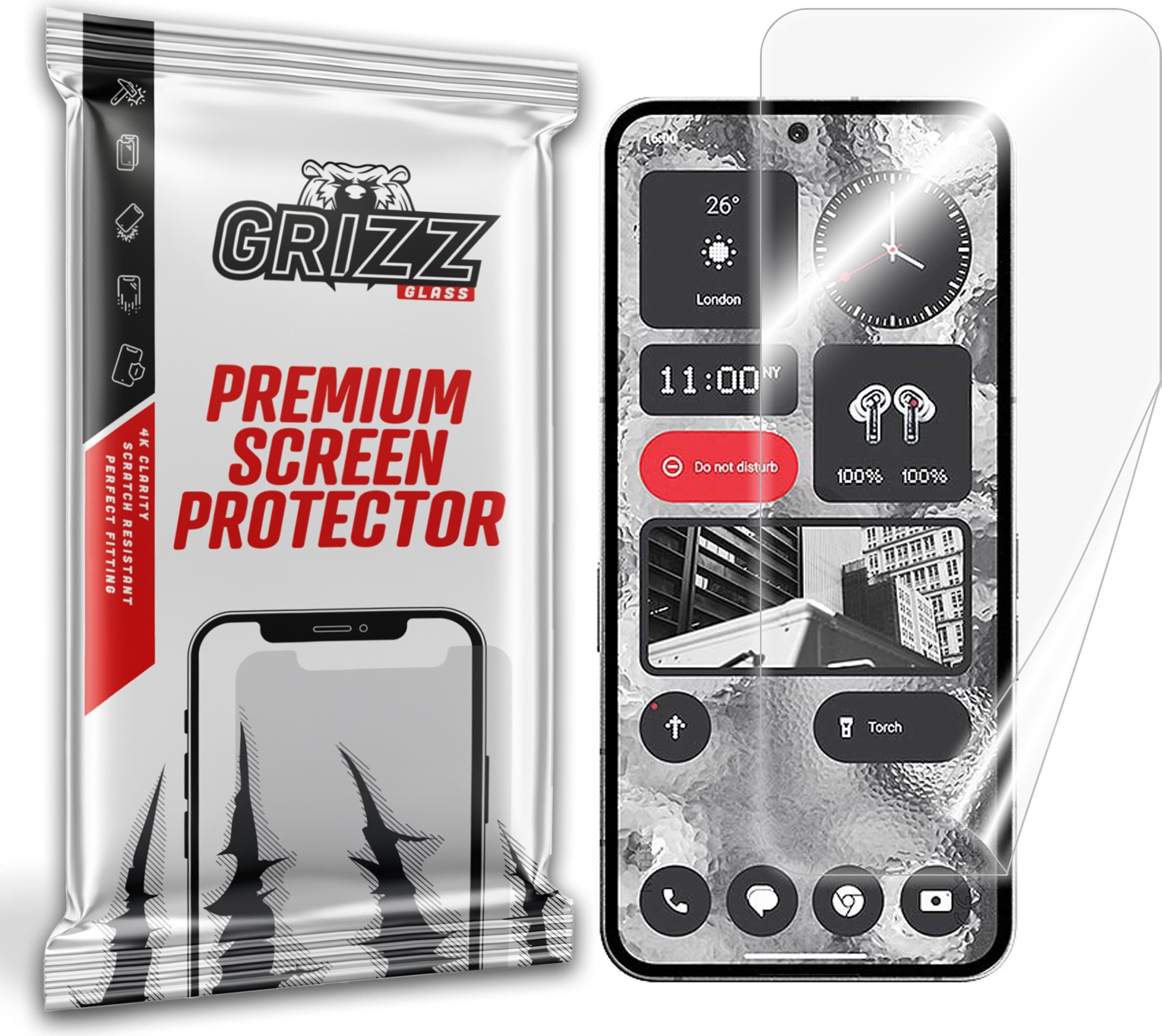Хибридно защитно покритие за дисплея на Nothing Phone 2 - GrizzGlass CeramicFilm Screen Protector (прозрачно)
