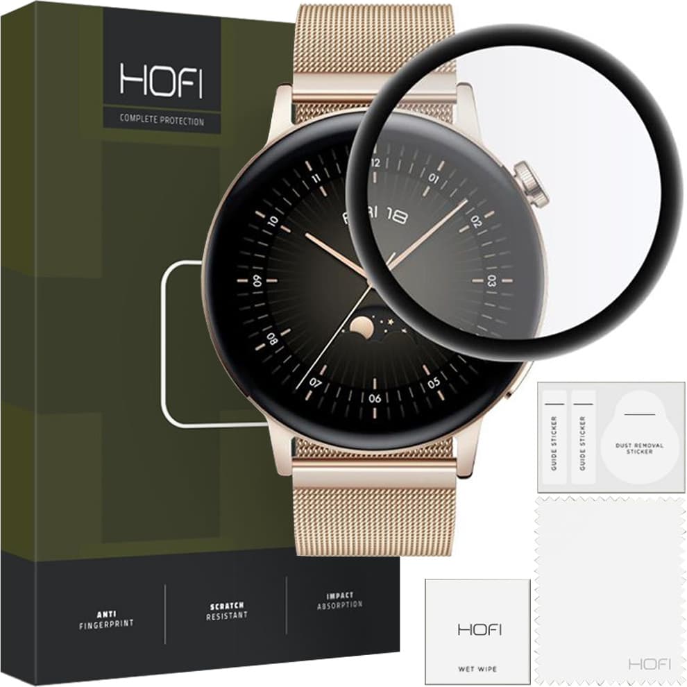 Калено хибридно защитно покритие на Huawei Watch GT 3 42мм - Hofi Hybrid Pro Plus Screen Protector (черен)