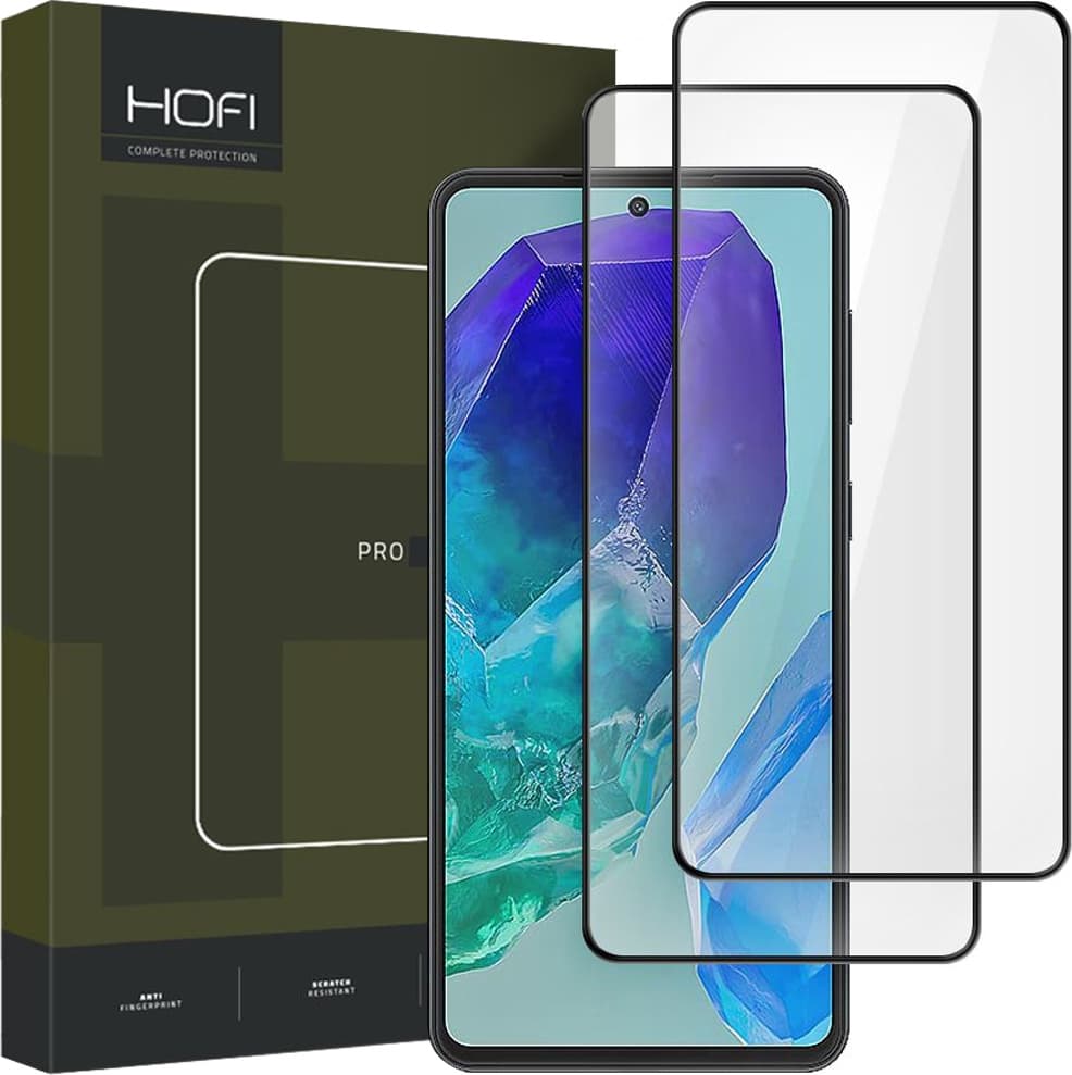 2 броя калени стъклени защитни покрития за дисплея на Samsung Galaxy M55 5G - Hofi Glass Pro Plus Tempered Glass 2.5D 2 Pack (черен-прозрачен)