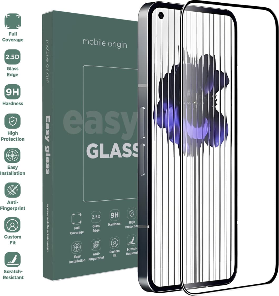 Стъклено защитно покритие за дисплея на Nothing Phone (2) - Mobile Origin EasyGlass Full Cover Tempered Glass (черен-прозрачен)
