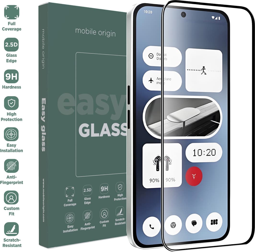 Стъклено защитно покритие за дисплея на Nothing Phone (2a) - Mobile Origin EasyGlass Full Cover Tempered Glass (черен-прозрачен)