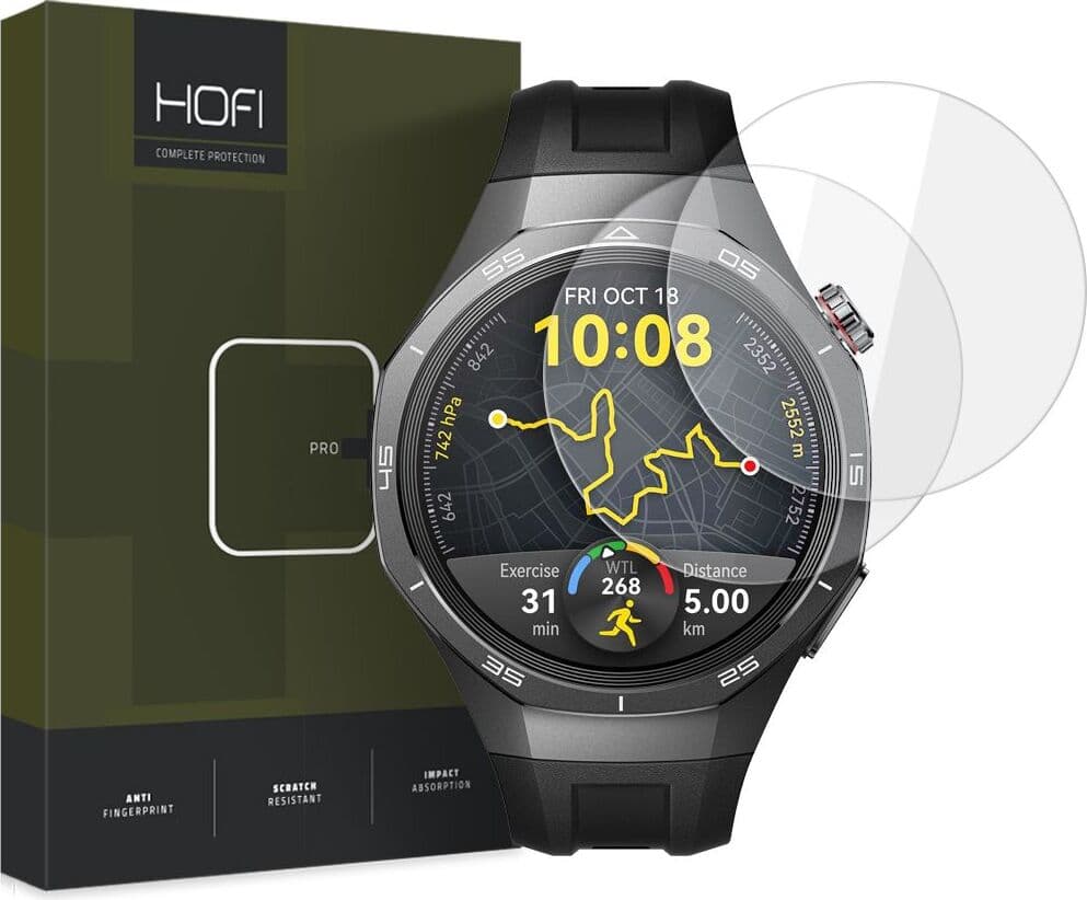 2 броя калени стъклени защитни покрития за дисплея Huawei Watch GT 5 Pro 46мм - Hofi Glass Pro Plus Screen Protector 2 Pack (прозрачен)
