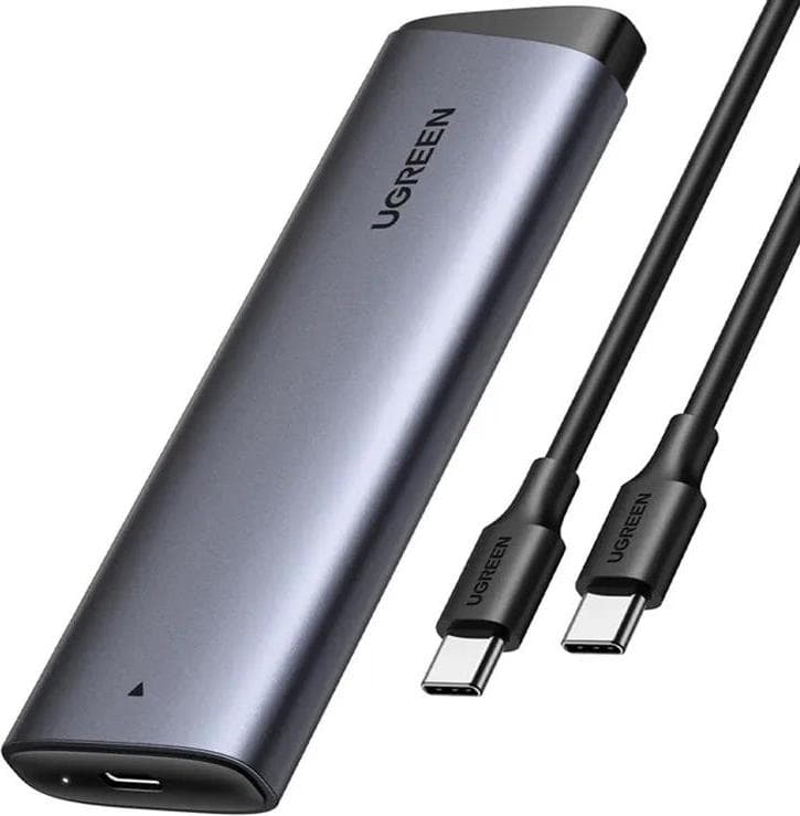 Алуминиева външна кутия с USB-C за M.2 NVMe SATA SSD дискове - Ugreen USB-C External M.2 NVMe SATA SSD USB 3.2 Gen 2 Enclosure (сив) (нарушена опаковка)