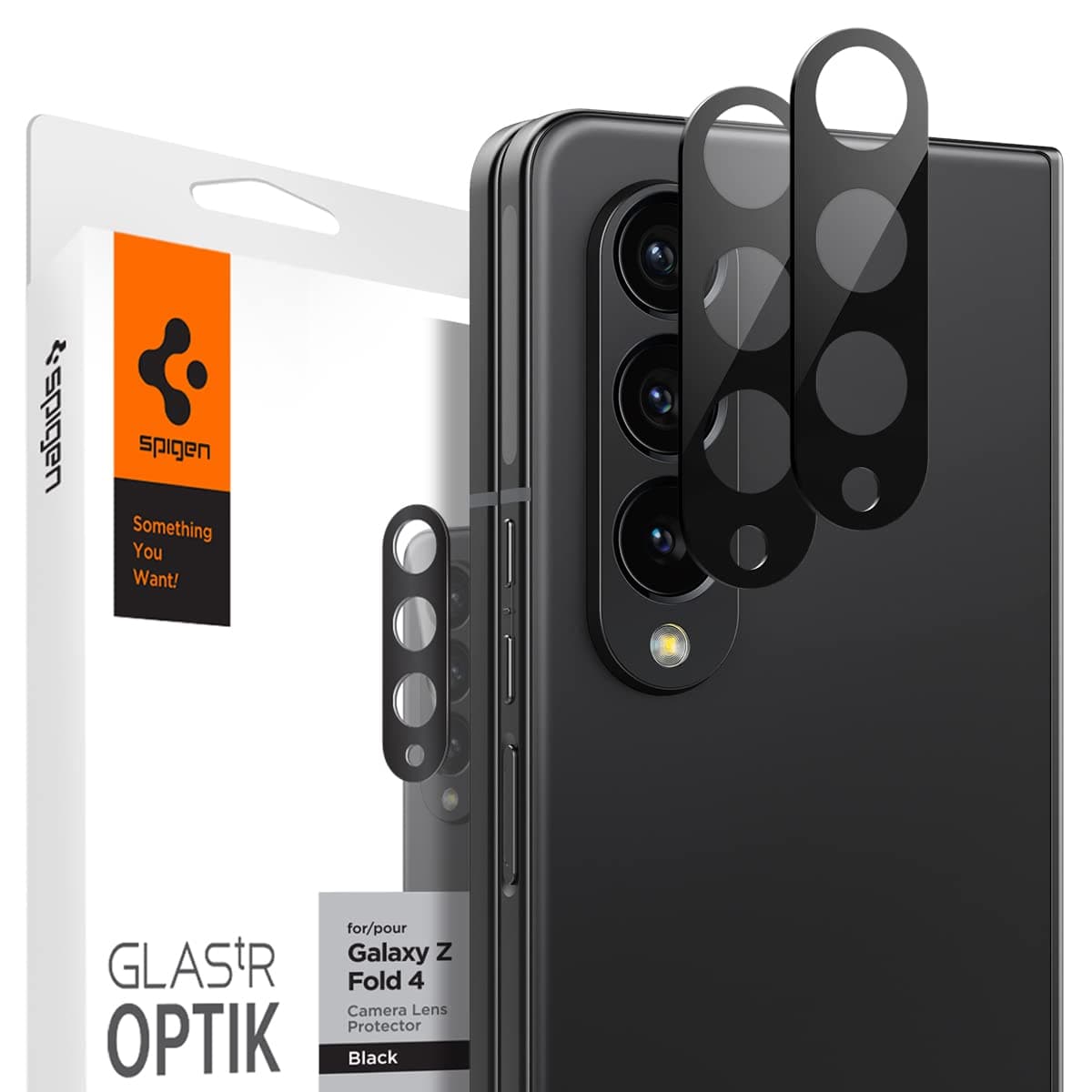 Комплект 2 броя предпазни стъклени протектори за камерата на Samsung Galaxy Z Fold 4 (черен) - Spigen Optik Lens Protector