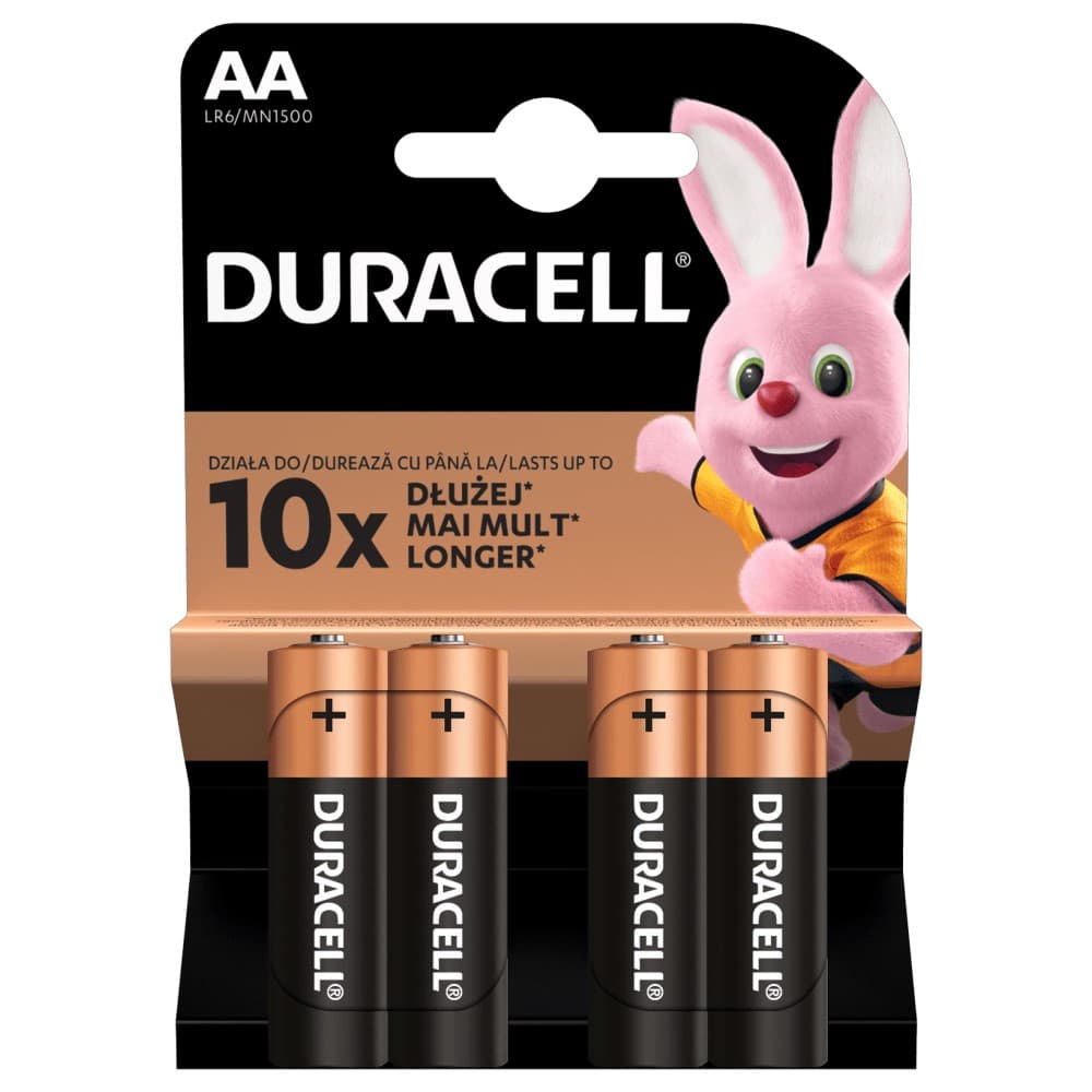DURACELL AA алкални, батерии, 4 бр.