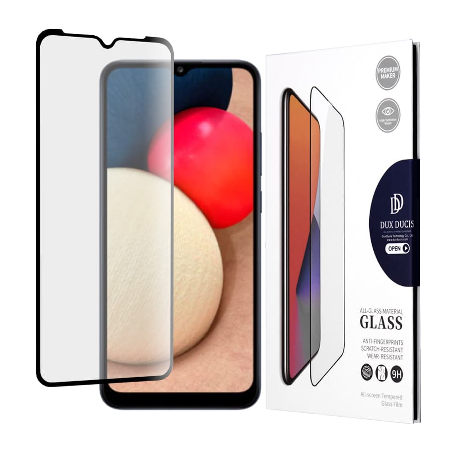 Калено стъклено защитно покритие за целия дисплей на Samsung Galaxy A02s - Dux Ducis 3D Case Friendly Full Coveraged Tempered Glass (черен-прозрачен)
