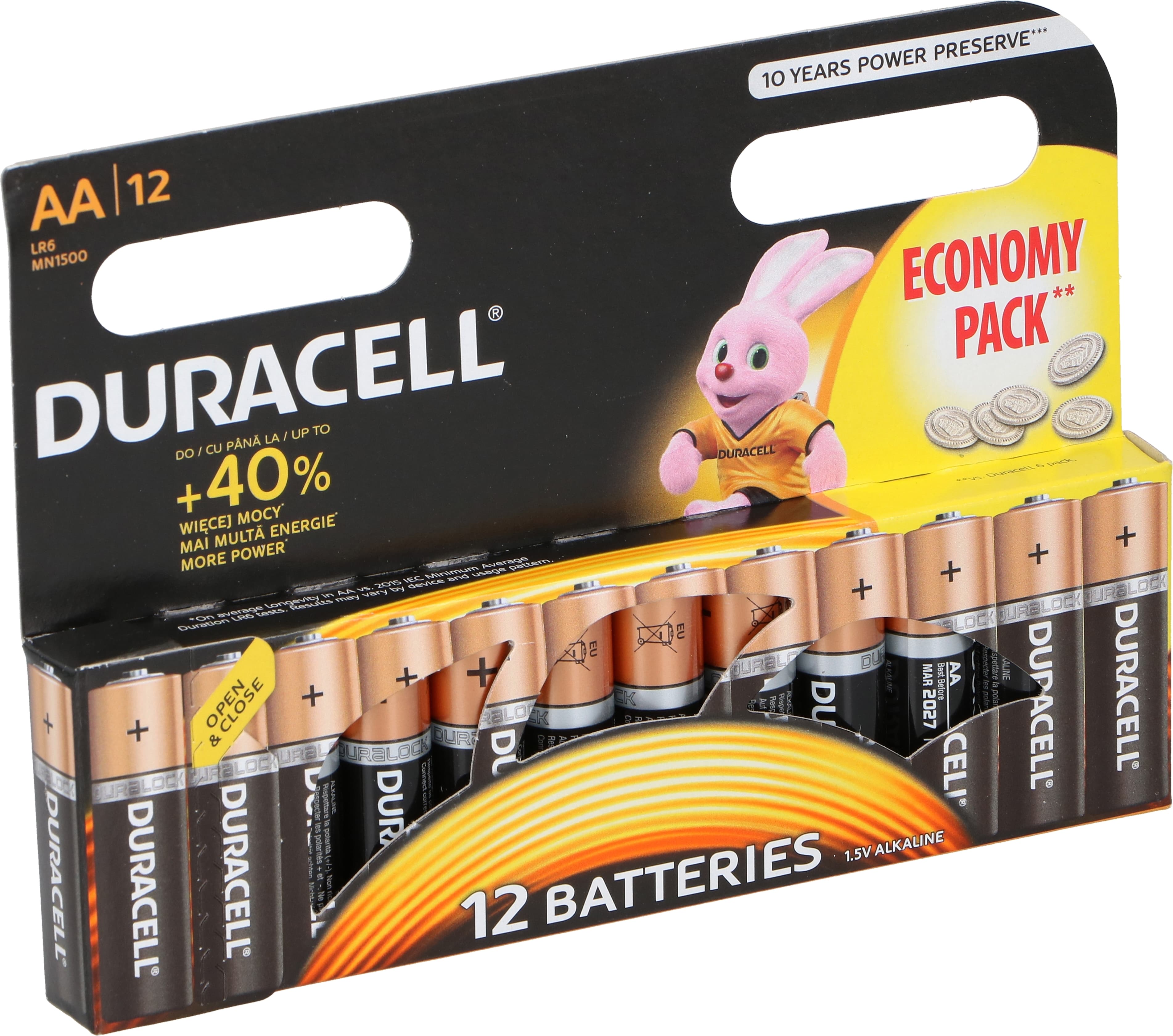 DURACELL AA алкални, батерии, 12 бр.