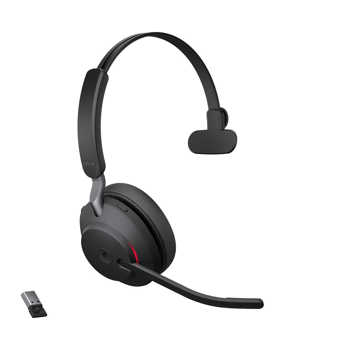 Слушалки Jabra Evolve2 65 MS Mono, безжични, микрофон, за работа с Microsoft Teams, шумоизолиращ дизайн, светлинна индикация за заетост, Bluetooth, USB Type-A, черни