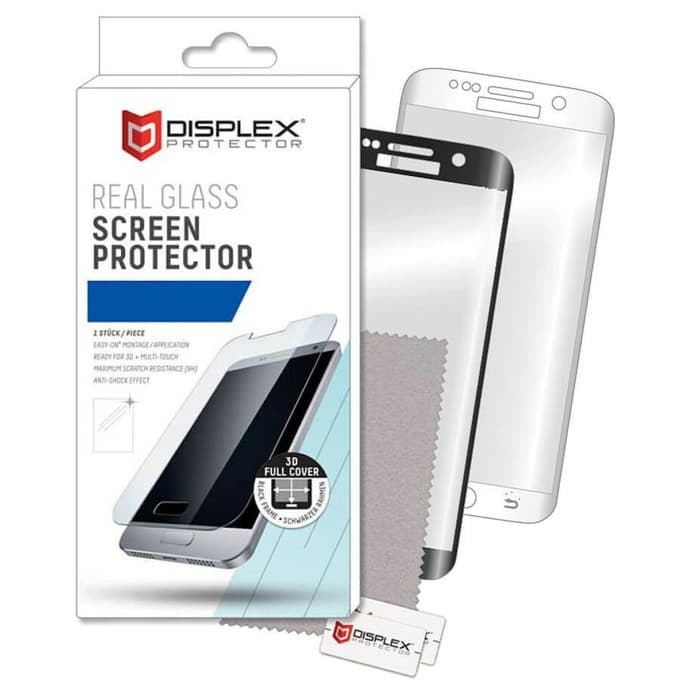 Калено стъклено защитно покритие за дисплея на Samsung Galaxy A8 Plus (2018) - Displex Real Glass 10H Protector 3D Full Cover (черен-прозрачен)