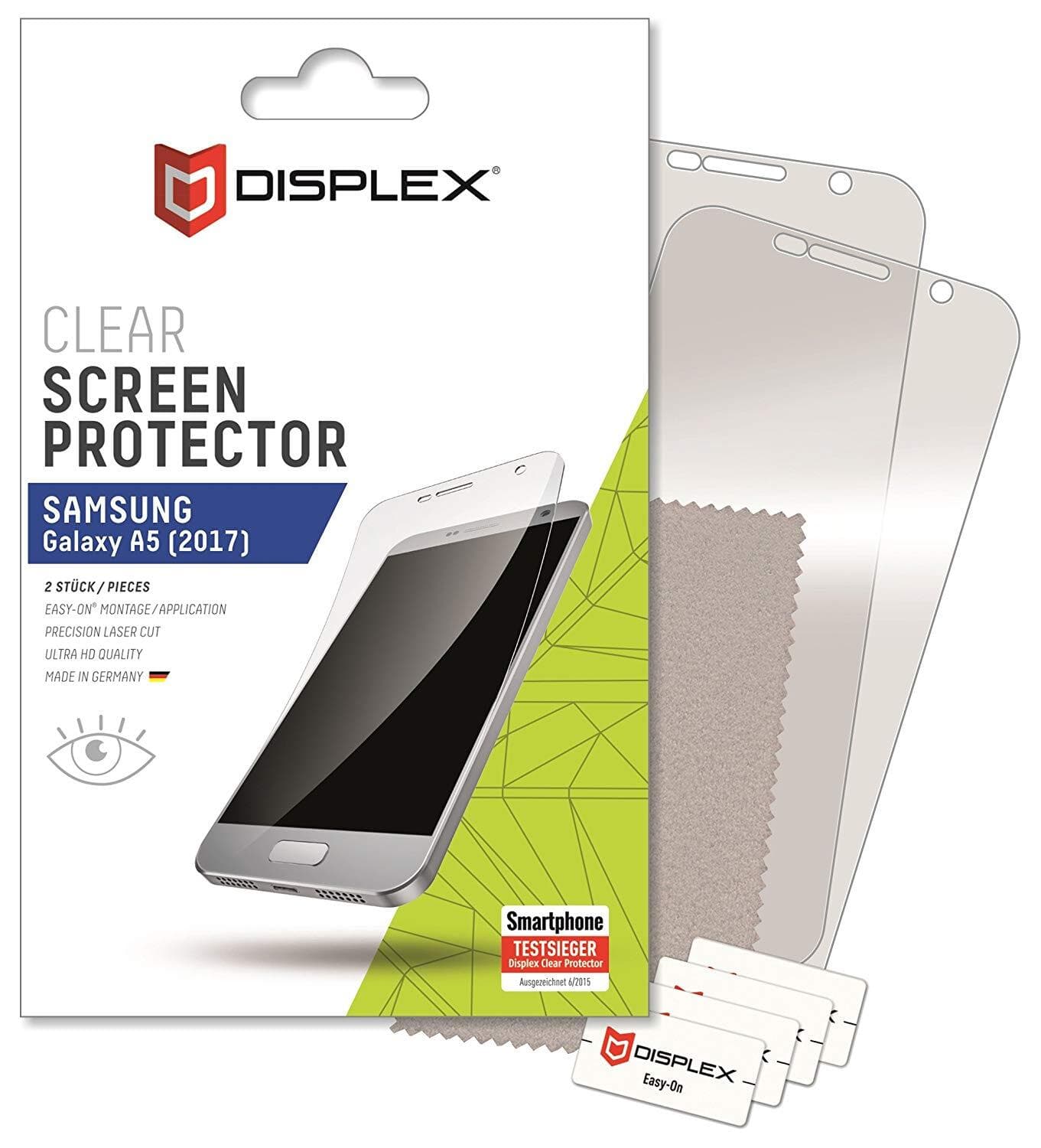 Качествено защитно покритие за дисплея на Samsung Galaxy A5 (2017) - Displex Professional Screen Protector (два броя)