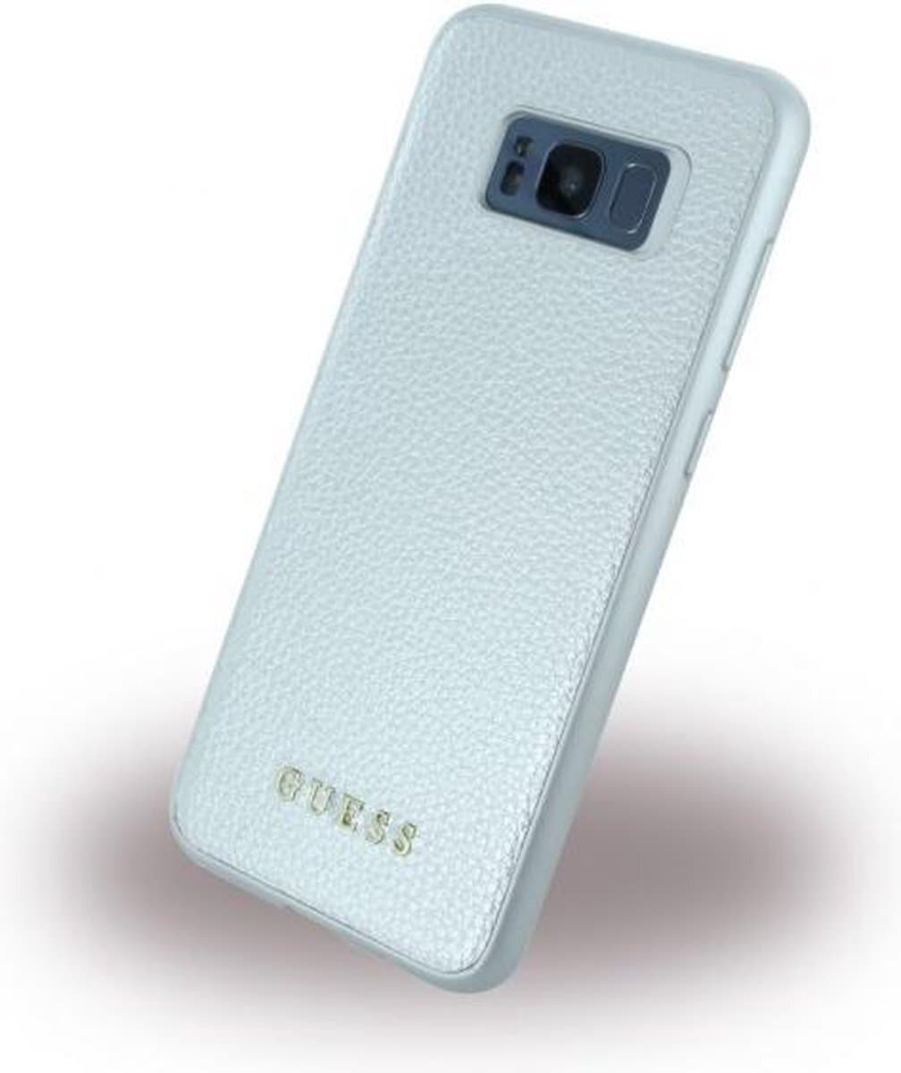 Дизайнерски кожен кейс за Samsung Galaxy S8 Plus - Guess Iridescent Leather Hard Case (сребрист)