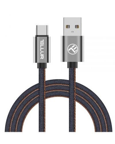 Кабел Tellur - TLL155381, USB-A/USB-C, 1 m, Denim
