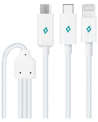 Кабел ttec - Trio, USB-A/USB-C/Lightning/Micro USB, 1.2 m, бял