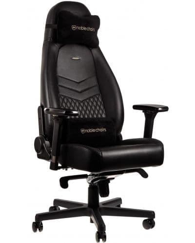 Гейминг стол noblechairs - ICON, естествена кожа, черен