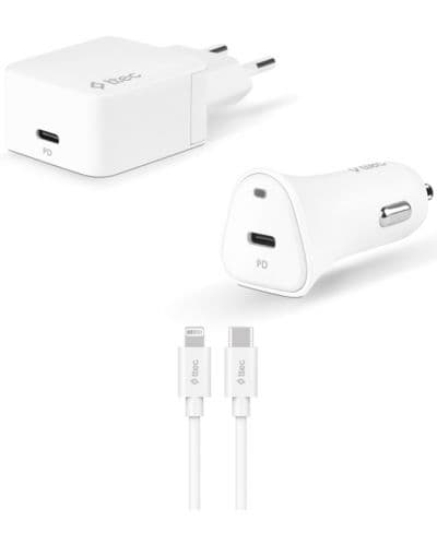 Зарядни устройства ttec - Quantum PD Travel + Car Charger, USB-C, бели
