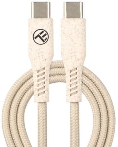 Кабел Tellur - Green Data TLL155441, USB-C/USB-C, 1 m, бежов
