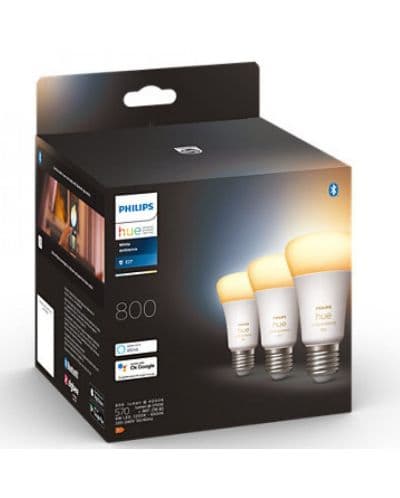 Смарт крушки Philips - Hue, 6W, E27, A60, 3 броя, dimmer
